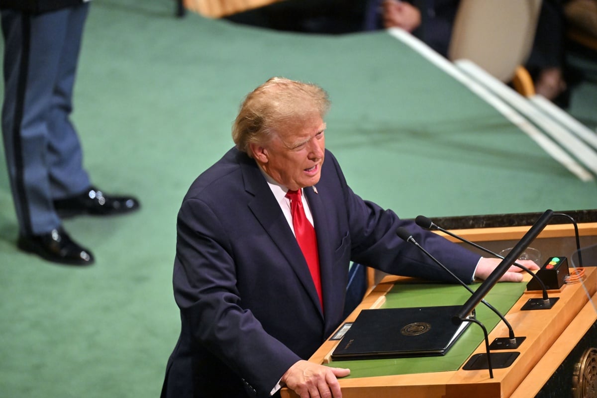 El presidente de Estados Unidos, Donald Trump, habla durante el debate general del 81.º período de sesiones de la Asamblea General de las Naciones Unidas en la Asamblea General de las Naciones Unidas en Nueva York, Nueva York, EE. UU., el 22 de septiembre.