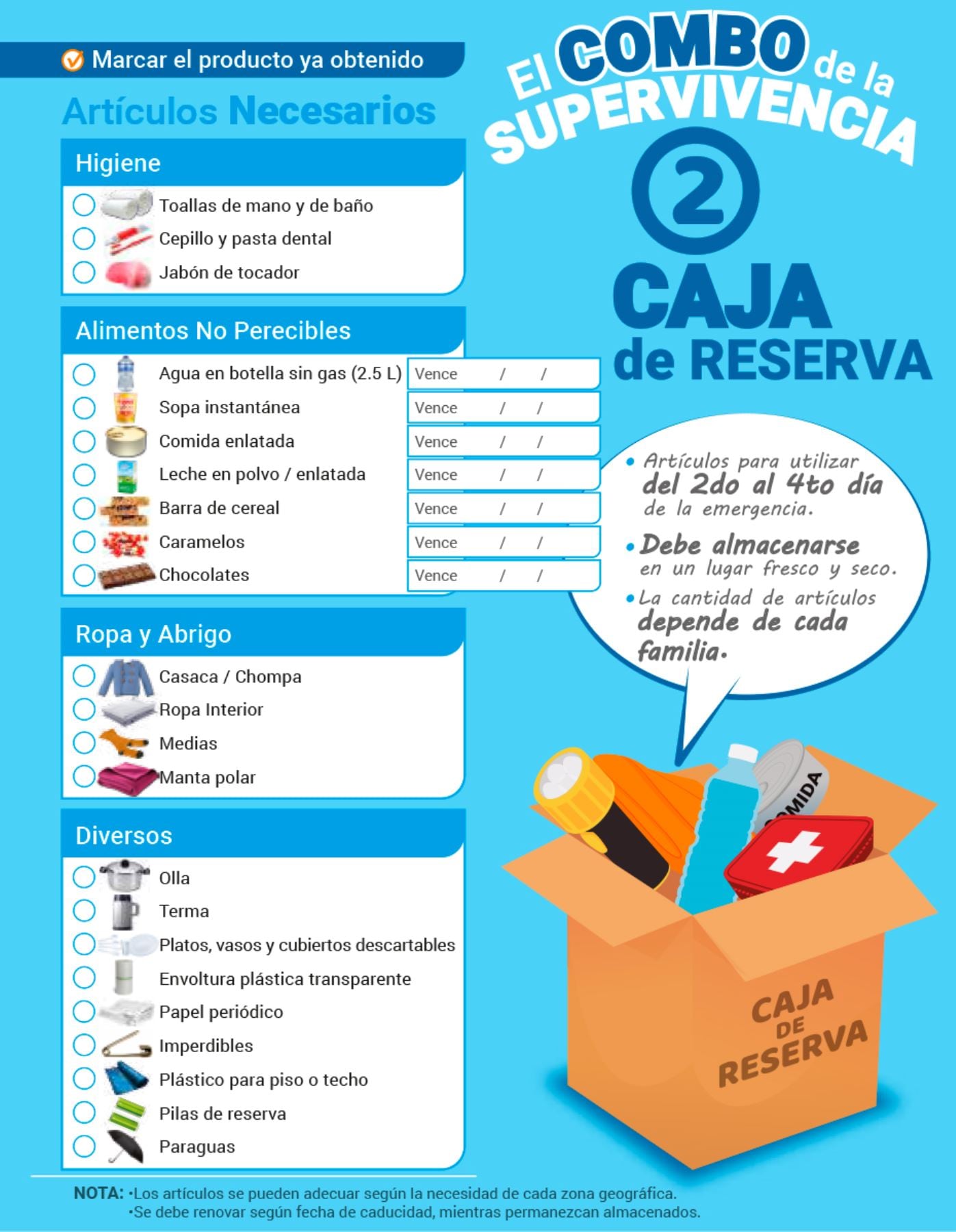 Mochila de emergencia.