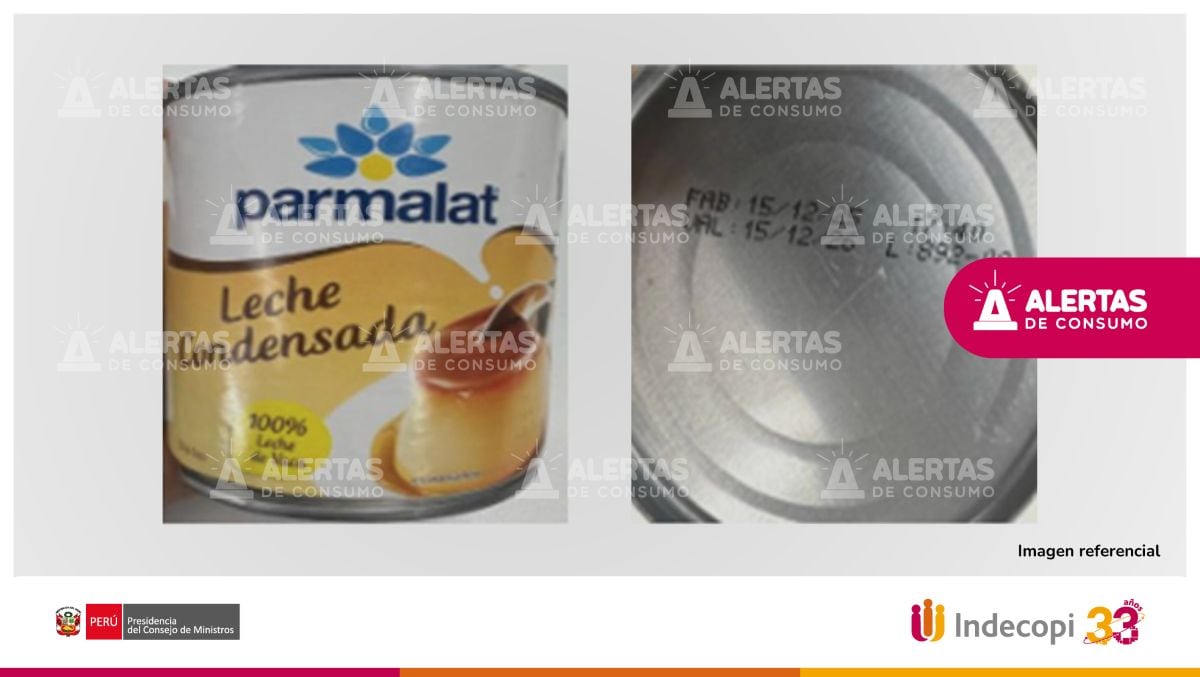 Lote 892-8 de leche condensada Parmalat fue retirado del mercado por presentar fallas en su textura. Foto: Indecopi.