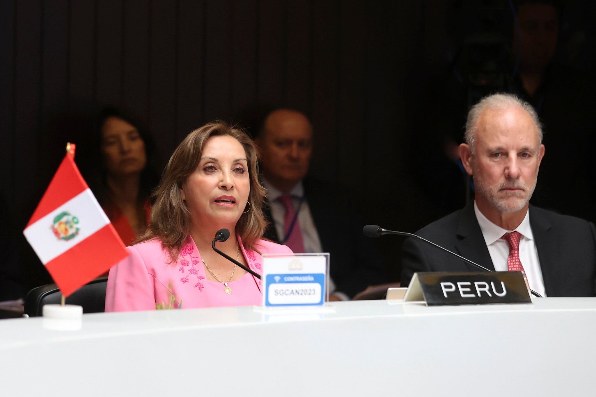 Dina Boluarte en reunión con países andinos. Foto: Presidencia.