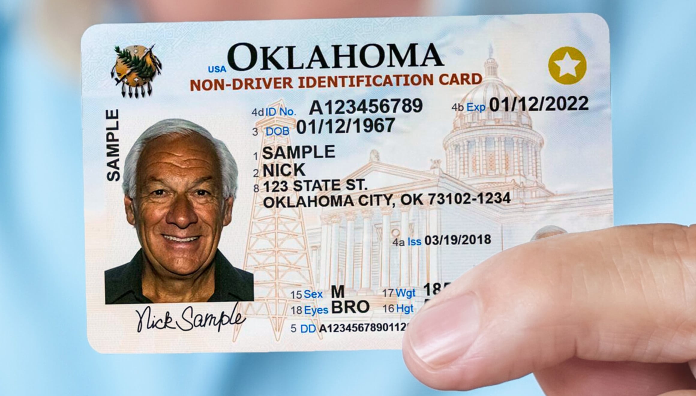 Así se ve un documento con Real ID emitido en Oklahoma (Foto: Gobierno de Estados Unidos / Imagen referencial no válida legalmente, solo usada con fines educativos)