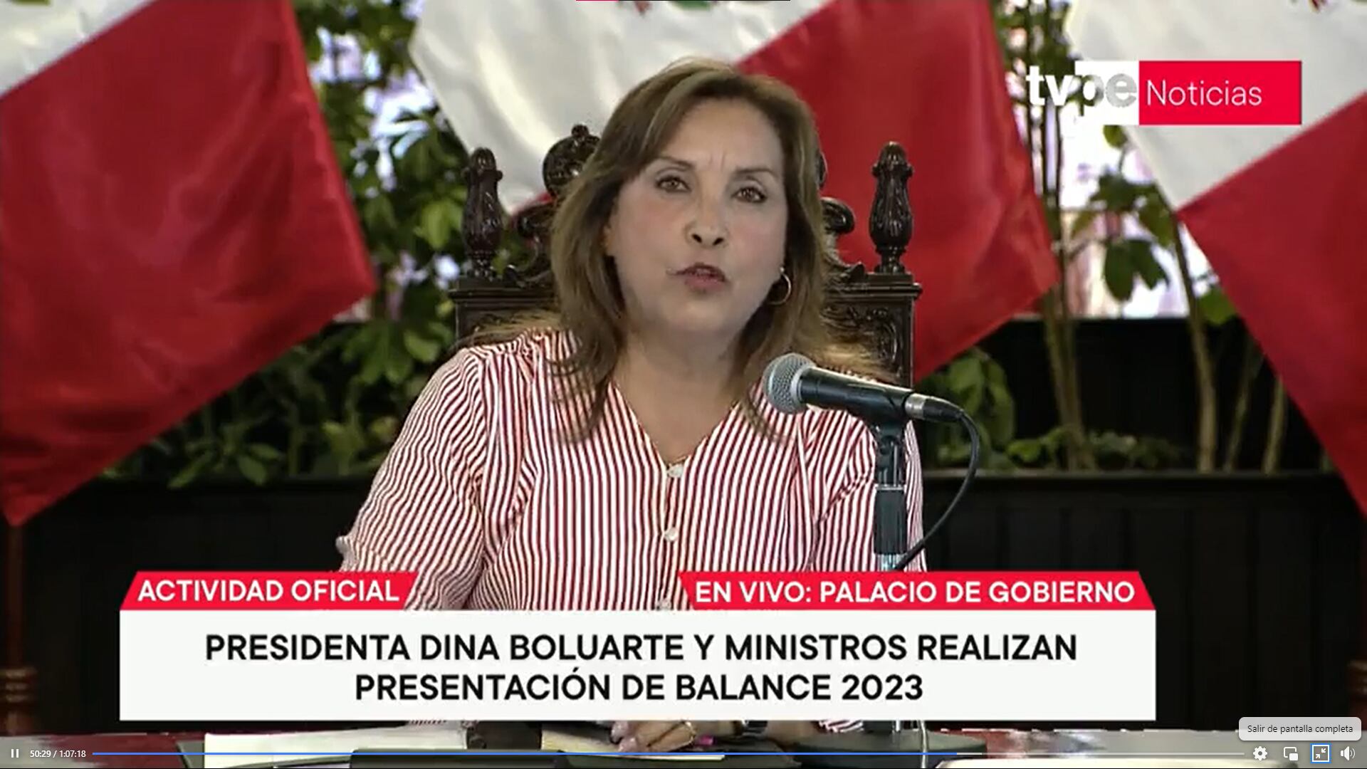Dina Boluarte revela que brindó presupuesto adicional a la Fiscalía para investigar protestas. Foto: TV Perú