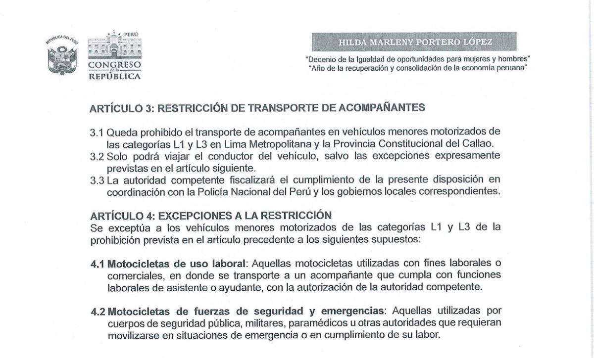Iniciativa legislativa busca regular el uso de vehículos menores motorizados de las categorías L1 y L3. Foto: Congreso.