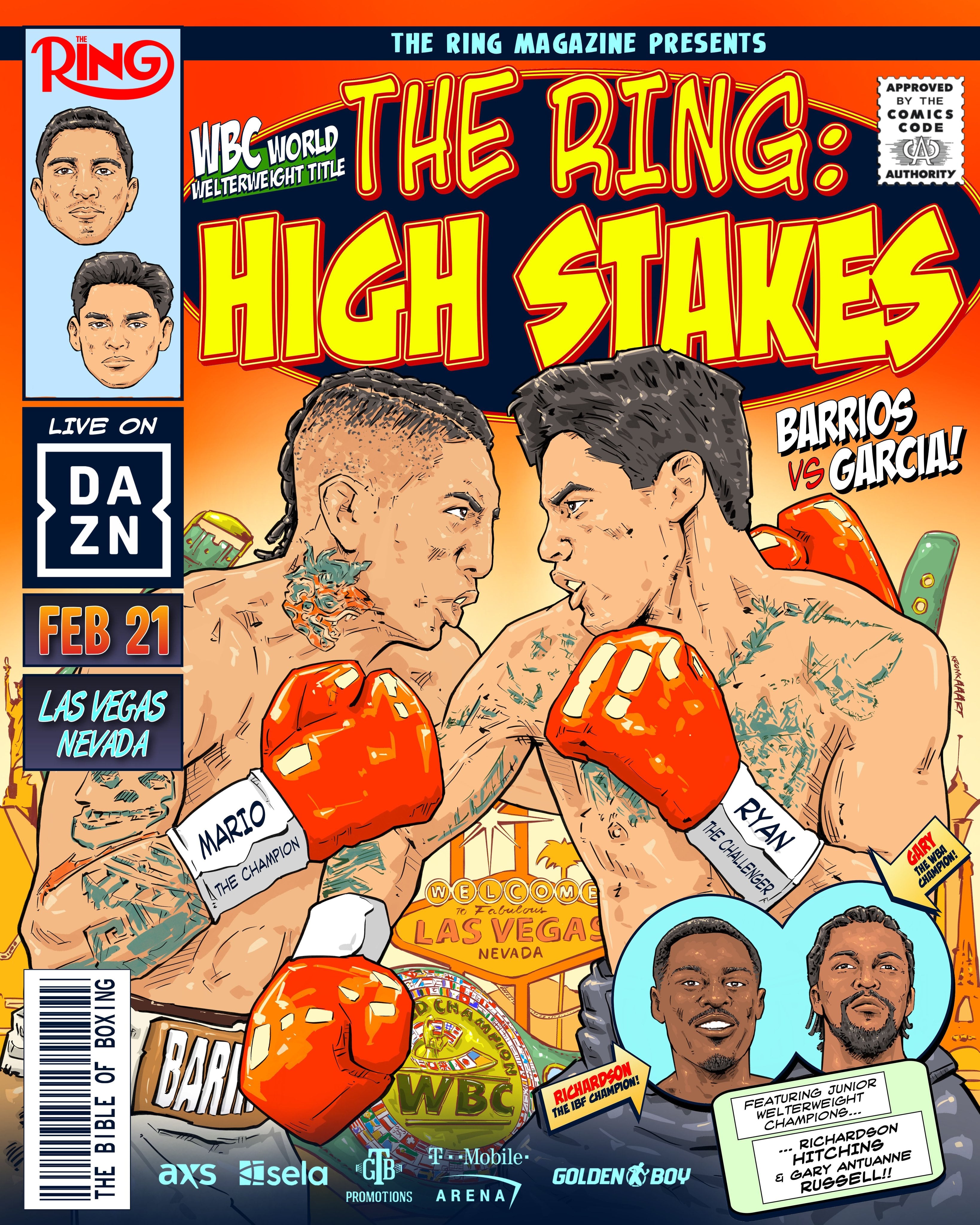 El combate por el título CMB del peso wélter entre Ryan García y Mario Barrios se disputará el sábado 21 de febrero (Crédito: @ringmagazine)