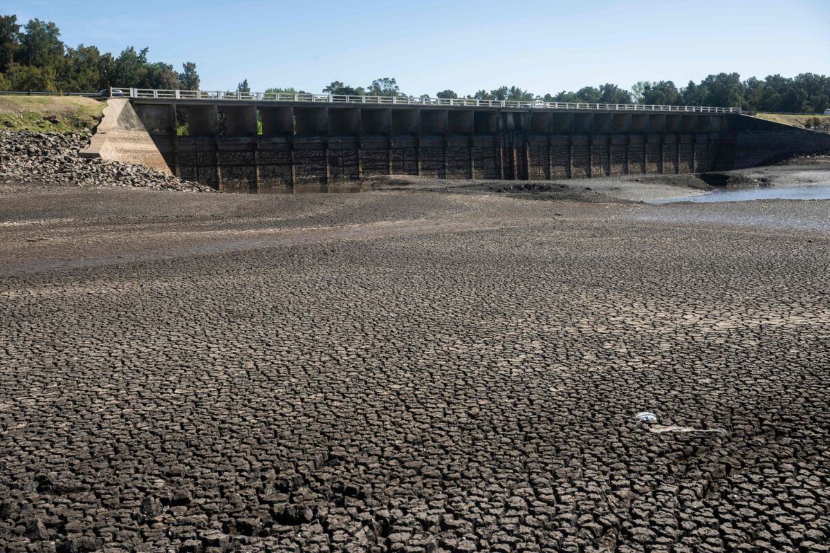 El embalse seco de Canelón Grande justo al norte de Canelones, en el sur de Uruguay, a principios de marzo. Fotógrafo: Pablo Porciúncula/AFP/Getty Images