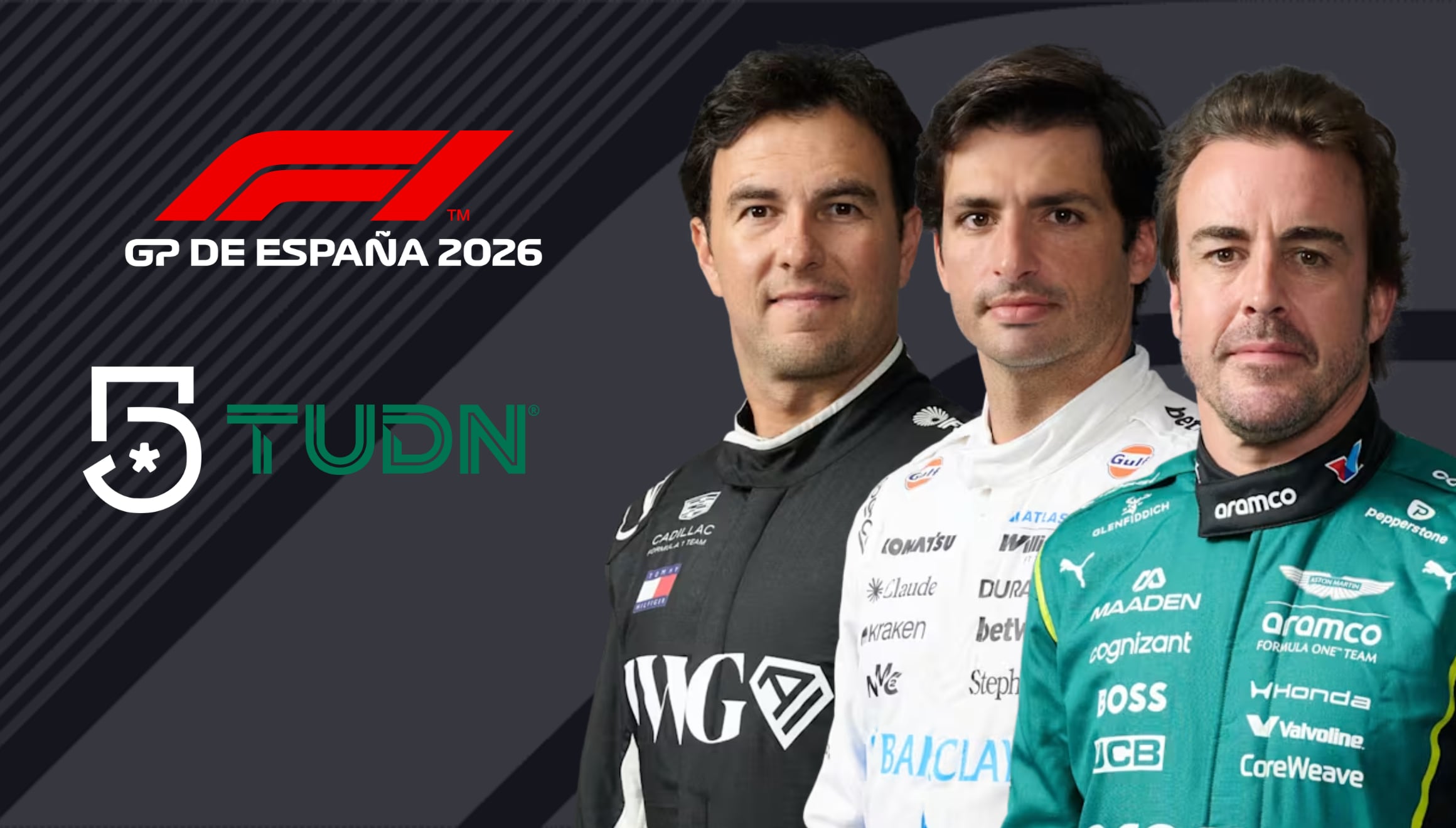 No te pierdas a los monoplazas recorriendo la recta principal en el Gran Premio de España 2026, encuentro transmitido en México por Canal 5 y las plataformas digitales de TUDN. | Crédito: Composición Gestión Mix