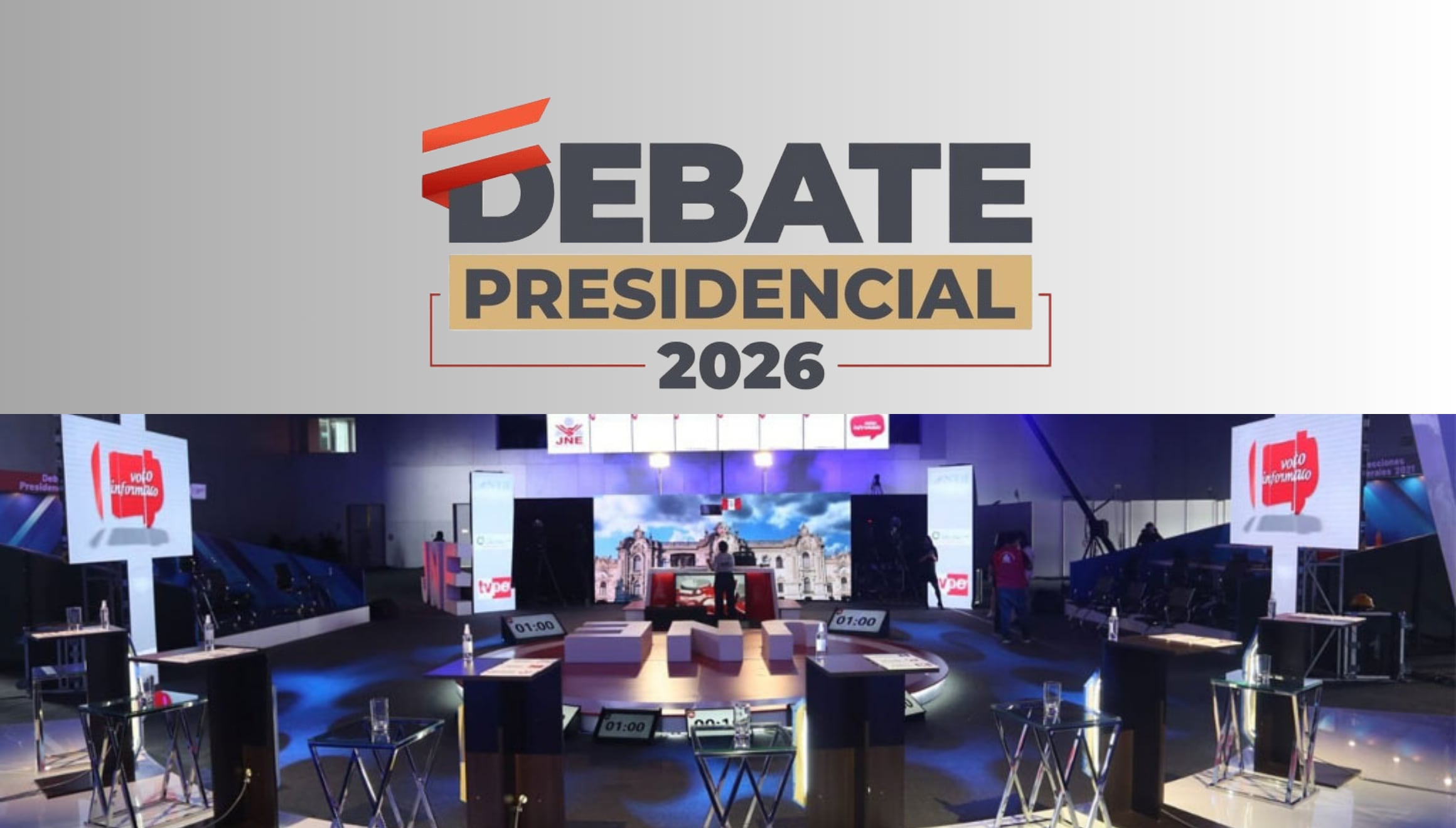 Mira el Debate Presidencial del JNE 2026 EN VIVO hoy, 23 de marzo. Conoce el horario, los candidatos y los canales para ver el debate gratis por TV abierta y online. Sigue el futuro de Perú desde Estados Unidos en directo. | Crédito: jne.gob.pe / Composición Gestión Mix