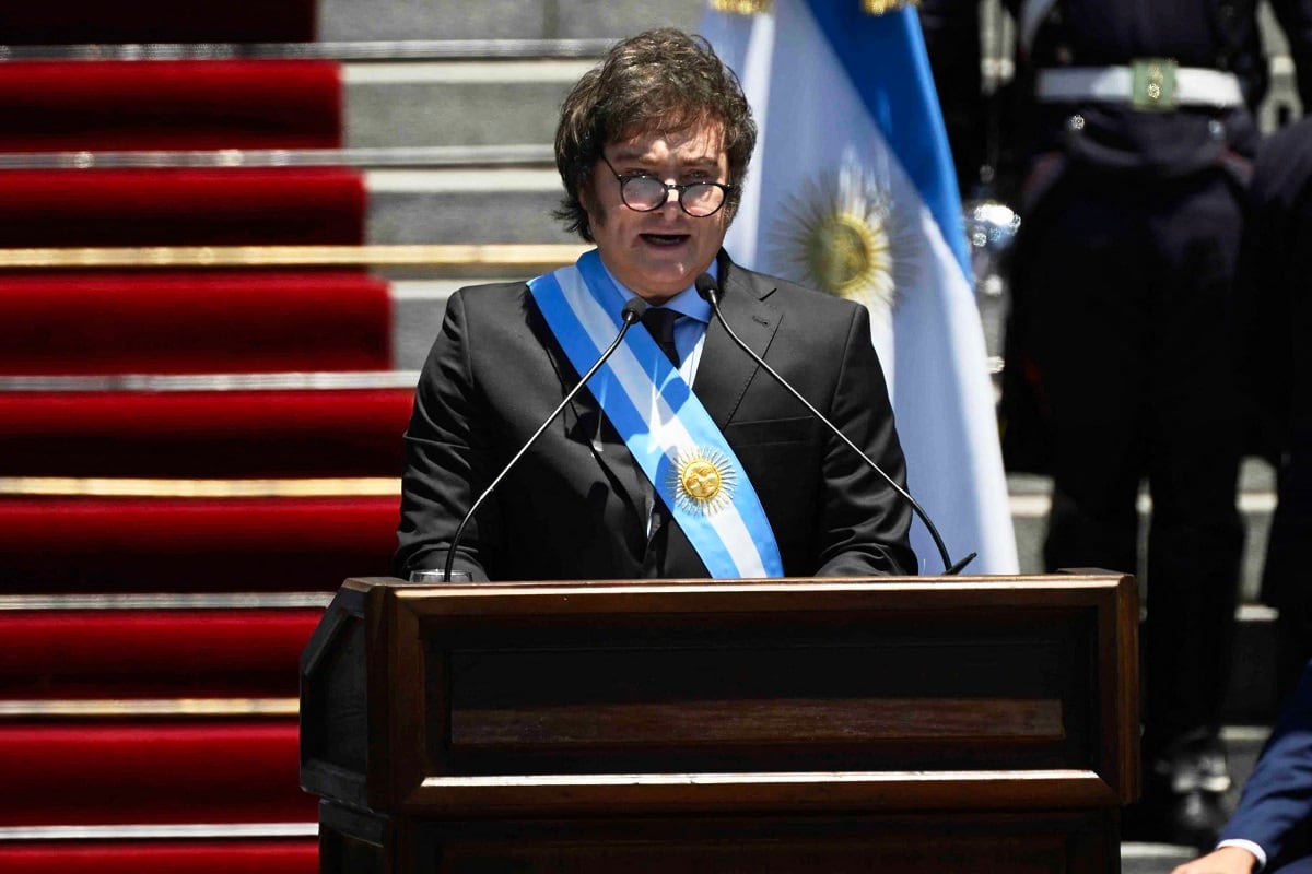 El presidente de Argentina, Javier Mile. (Foto de Luis ROBAYO / AFP)