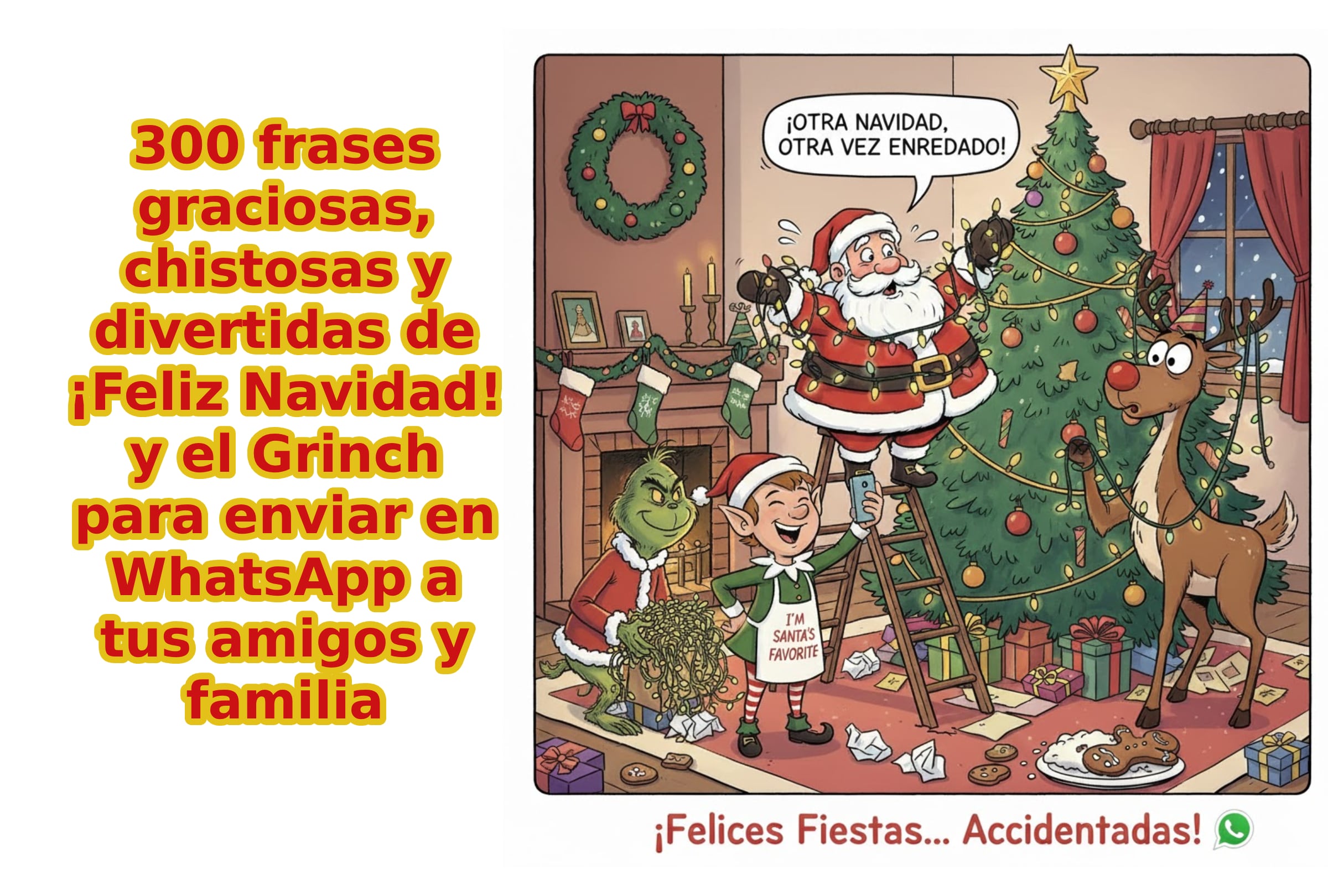 ESTADOS UNIDOS, 25/12/2025.- Lista de más de 300 frases graciosas y divertidas para hacer reír a tu familia y amigos este 25 de diciembre en la Navidad 2025. IMAGEN CREADA POR NOÉ YACTAYO CON GEMINI AI DE GOOGLE PARA GESTIÓN MIX