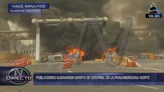 Casetas del nuevo peaje en Puente Piedra son quemadas por manifestantes