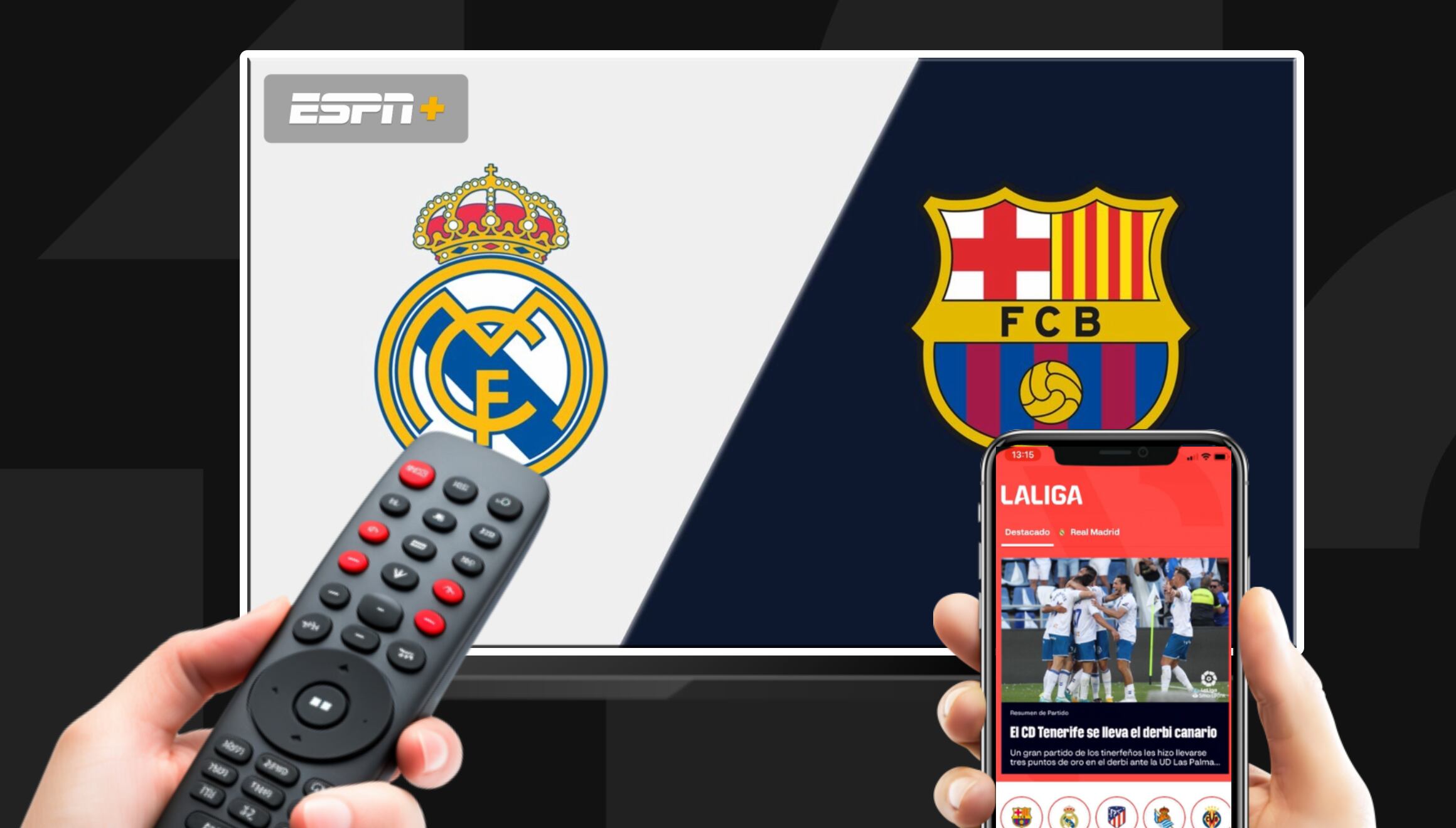 Guide to TV channels and streaming services to watch the Real Madrid vs Barcelona match for the 2025 Spanish Super Cup final (Foto: ESPN Plus)