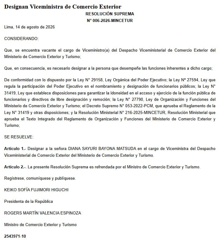 Comercio Exterior tiene nueva viceministra: ¿quién es y cuál es su trayectoria?. Foto: El Peruano.