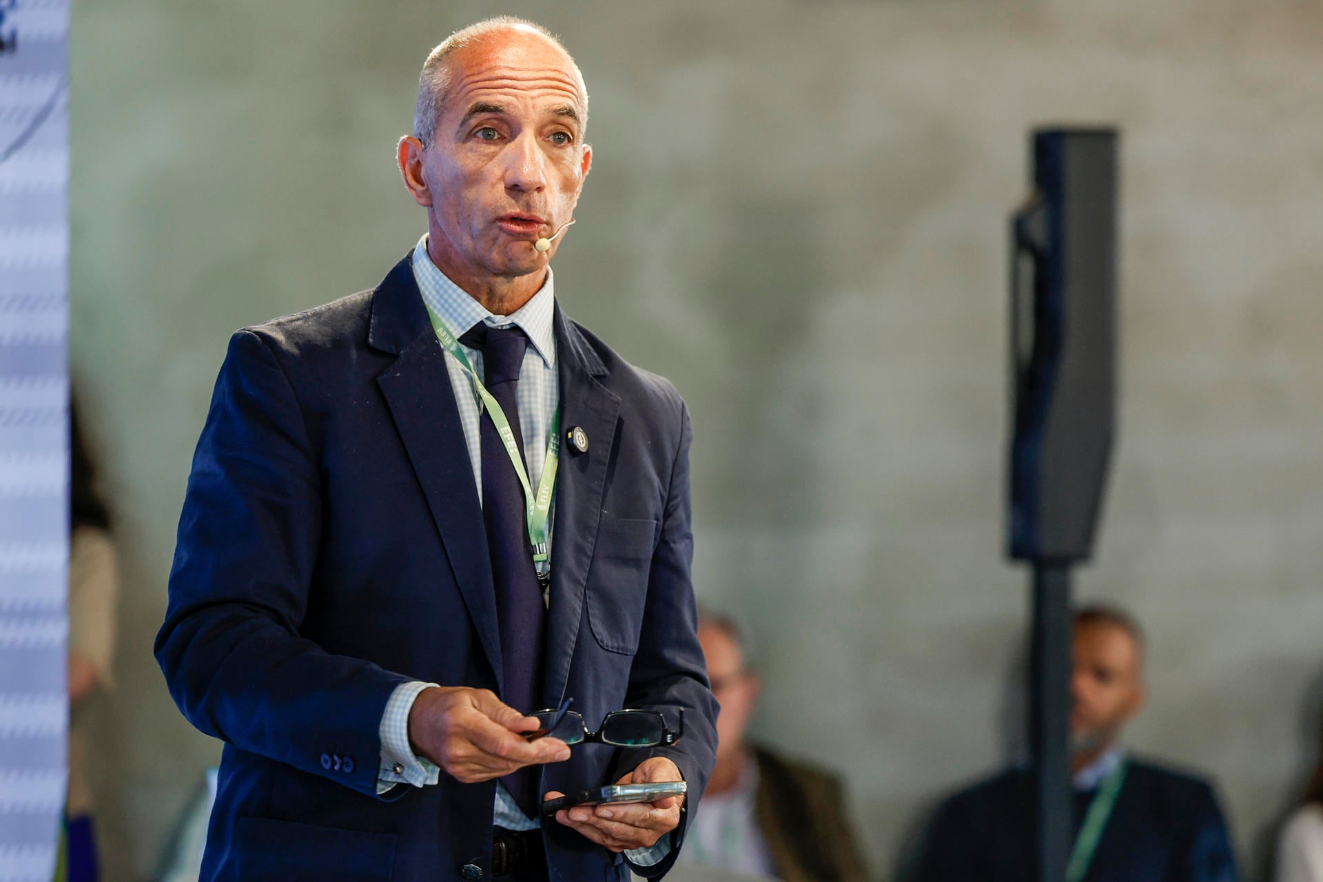 El representante residente del Programa de Naciones Unidas para el Desarrollo (PNUD) en Brasil, Claudio Providas, habla durante el IV Foro Latinoamericano de Economía Verde (FLEV), este jueves en Sao Paulo (Brasil). EFE/ Sebastiao Moreira