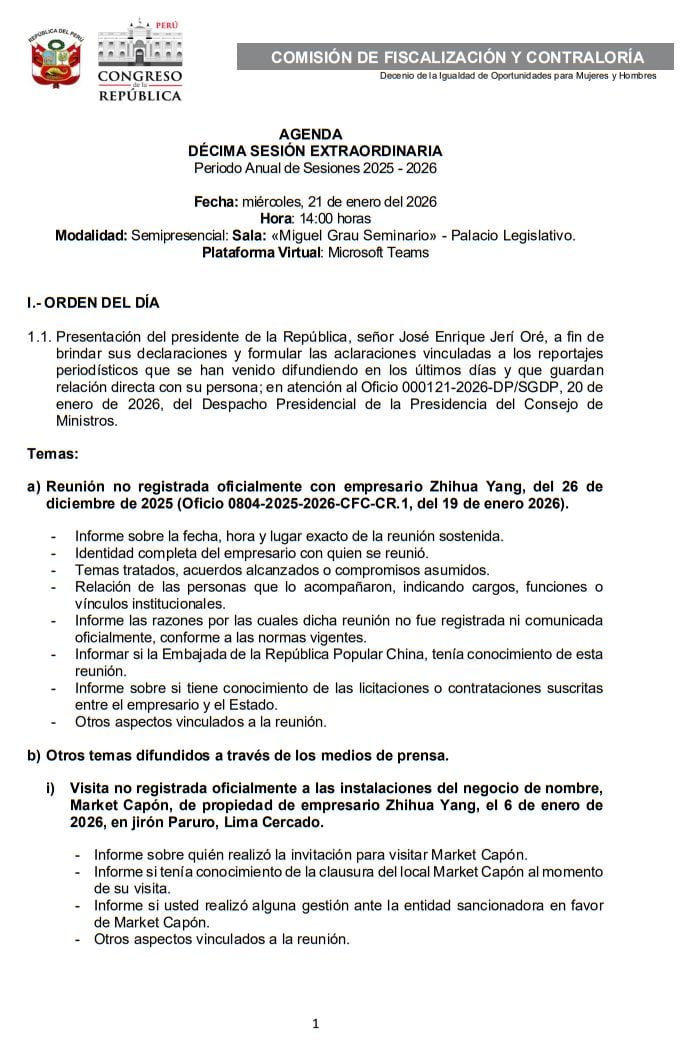 Comisión de FIscalización cita a José Jerí luego que el presidente pidiera acudir. Foto: Difusión