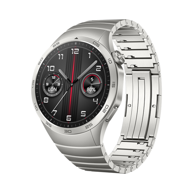 El Huawei Watch GT 4 Titanio de 46 mm es de acero inoxidable. Tiene una correa de titanio integrada, batería de larga duración (hasta 14 días) y carga inalámbrica. (Foto: Huawei)