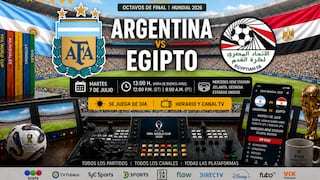 ¿En qué canal transmiten el partido Argentina vs. Egipto por octavos de final del Mundial 2026?