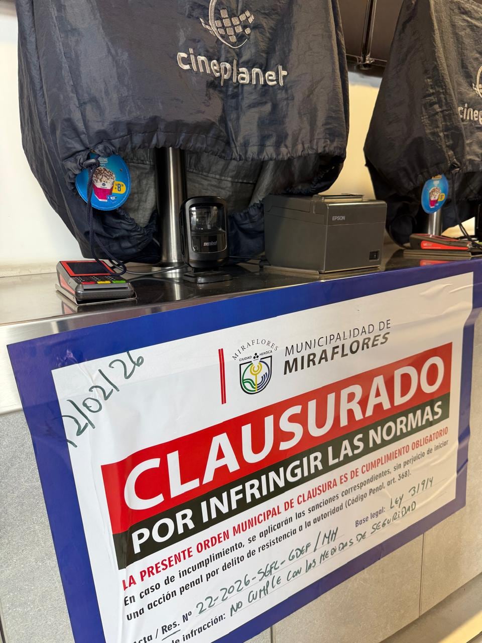 Sede de Cineplanet en Miraflores también fue clausurado. (Foto: Difusión)