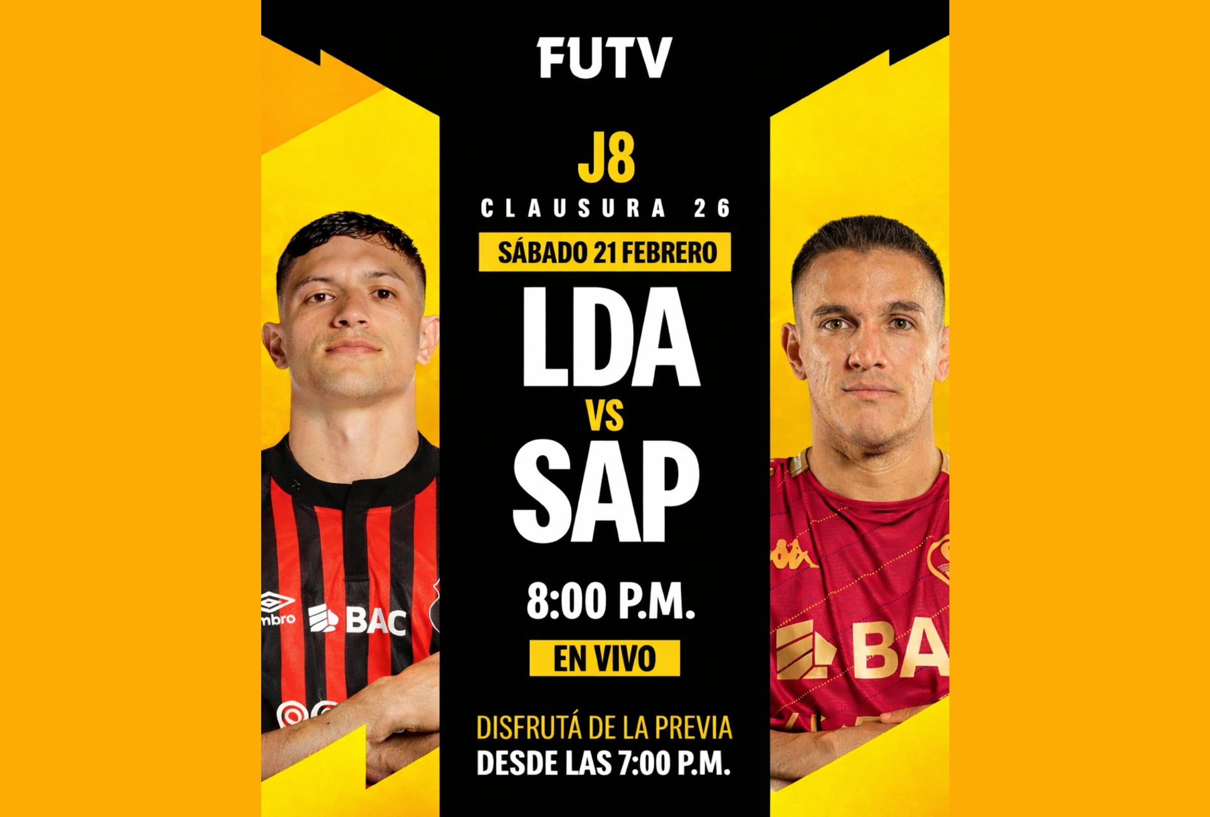 TIBÁS, SAN JOSÉ (COSTA RICA), 21/02/2026.- Cobertura oficial de FUTV EN VIVO ONLINE para ver el partido entre Liga Deportiva Alajuelense (LDA) y Deportivo Saprissa este sábado 21 de febrero por la fecha 8 del Torneo Clausura de la Liga Promerica 2026 desde el Estadio Ricardo Saprissa Aymá de Tibás, San José. FOTO DE FUTV.COM