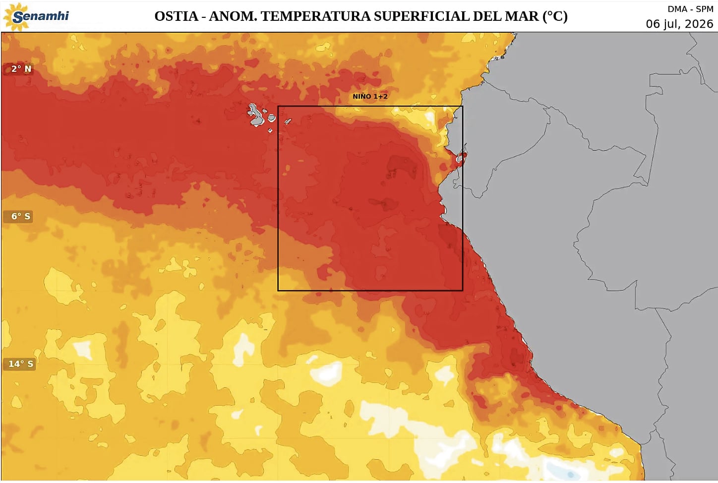 Incremento de temperatura derivado de calentamiento del mar se reportará hasta marzo. Foto: Senamhi