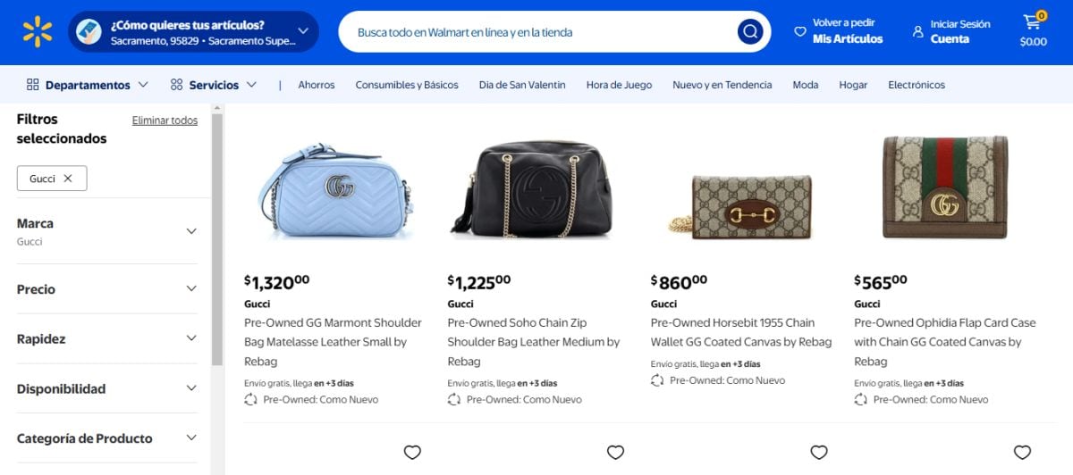 Los artículos de lujo originales de segunda mano que ahora encuentras en el sitio web de la cadena gracias a su asociación con Rebag (Foto: Walmart)