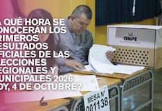 ¿A qué hora se conocerán los primeros resultados oficiales de las Elecciones Regionales y Municipales 2026 hoy, 4 de octubre?