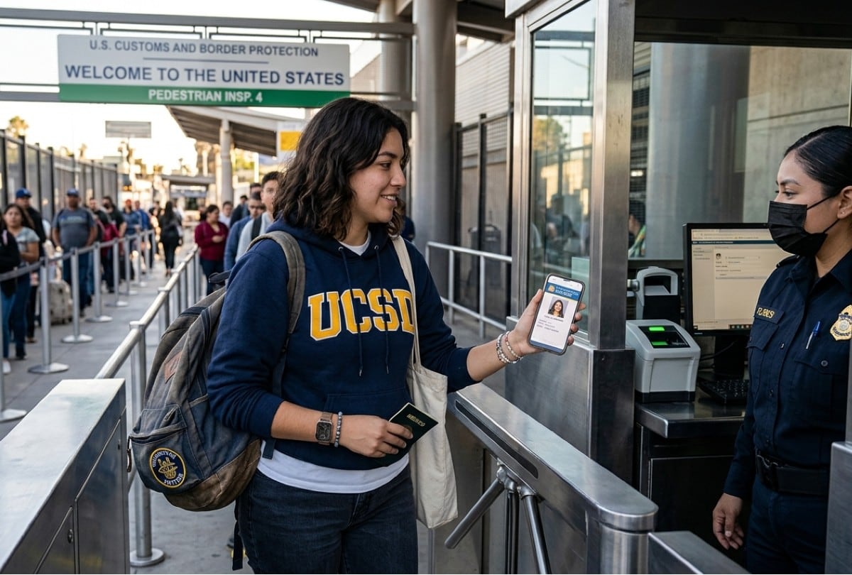CBP habilitó carriles exprés en la frontera San Diego-Tijuana para agilizar el cruce de estudiantes universitarios. | Crédito: Imagen creada por El Comercio MAG usando Gemini