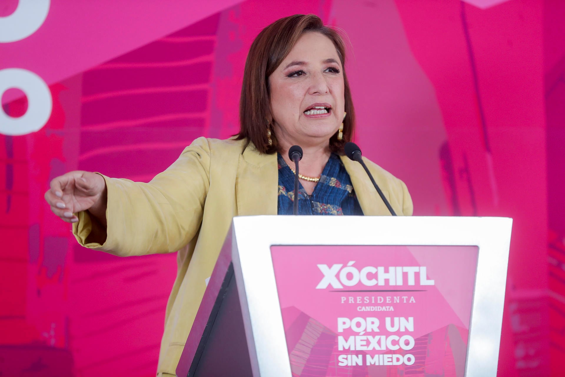 La candidata presidencial de la coalición opositora Fuerza y Corazón por México, Xóchitl Gálvez. EFE/ Isaac Esquivel