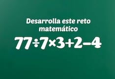 El ejercicio que solo una mente veloz logra resolver en 7 segundos: ¿cuál es la respuesta de 77÷7×3+2-4?