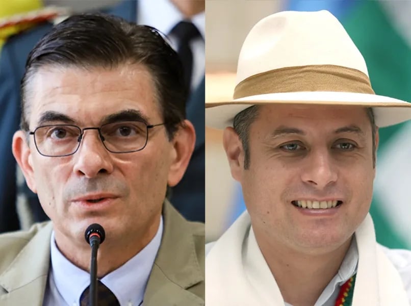 Combo de fotografías de archivo del presidente de Bolivia, Rodrigo Paz (i), y del vicepresidente de Bolivia, Edmand Lara. EFE/ Gabriel Márquez / Luis Gandarillas