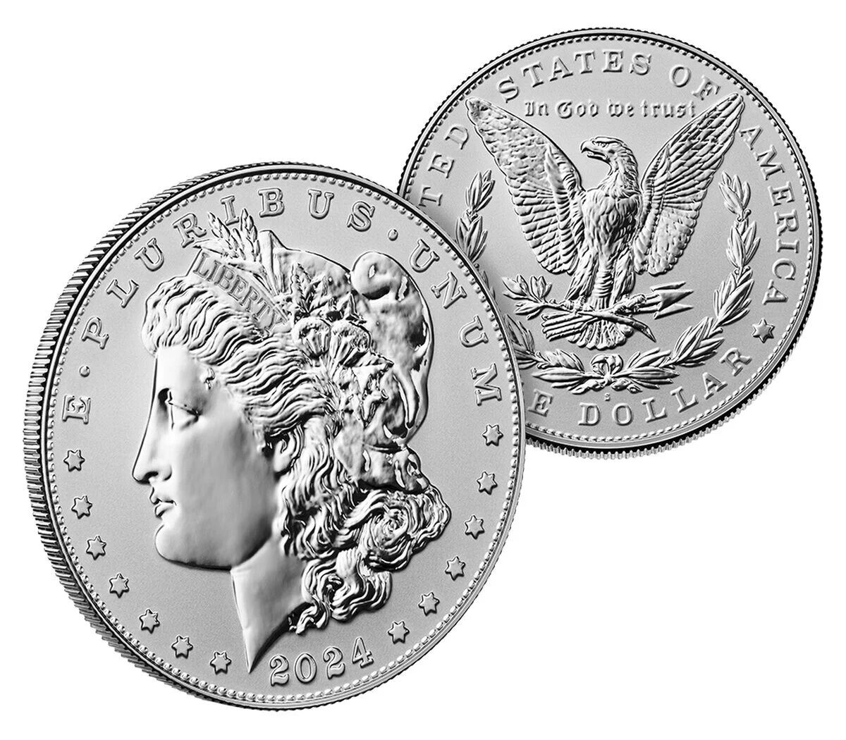 Así se ve la moneda Morgan Dollar 2024 que será lanzada en noviembre (Foto: Casa de la Moneda de Estados Unidos)