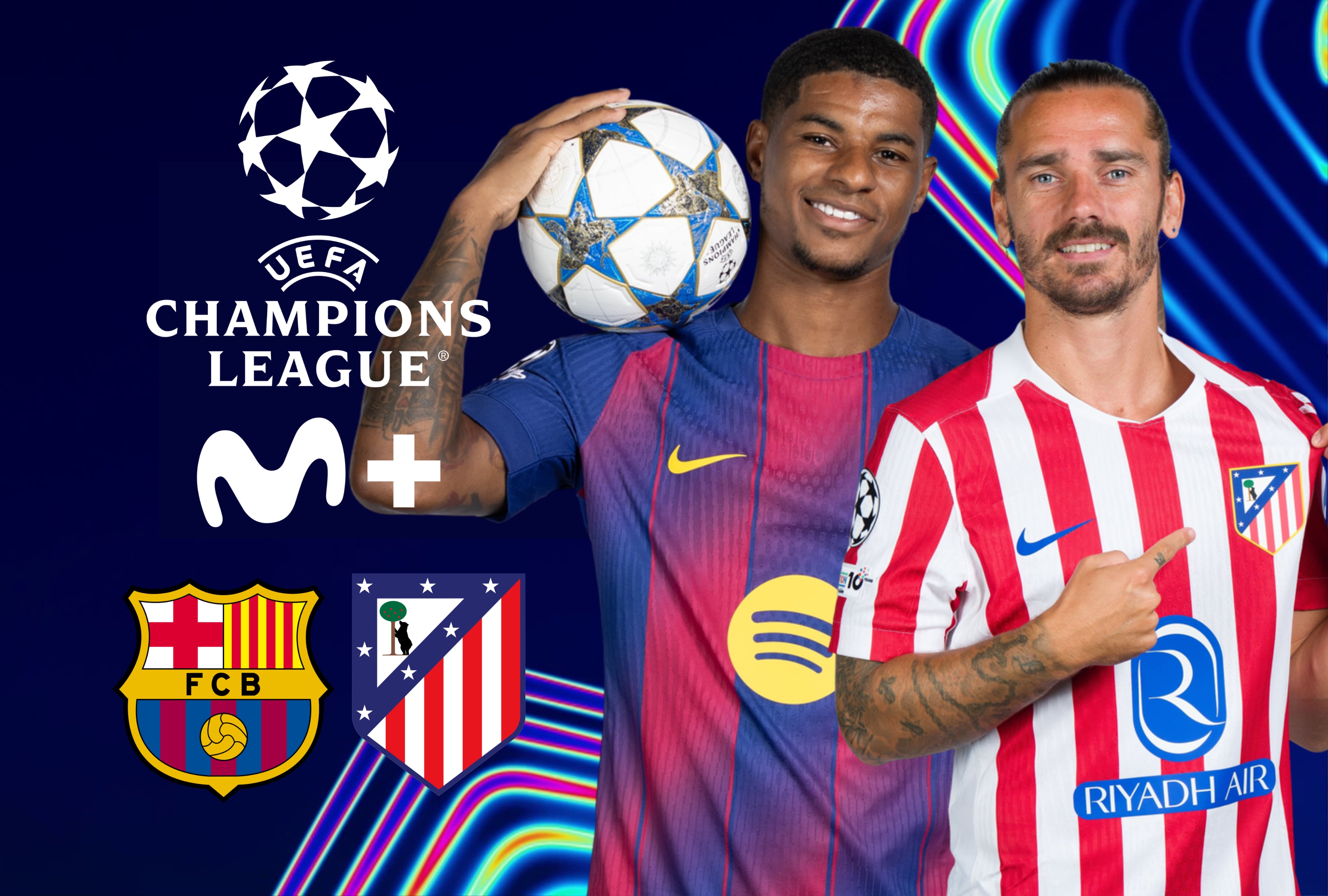 ¡Directo desde España! Mira dónde televisan el FC Barcelona vs. Atlético de Madrid por Movistar Plus y Liga de Campeones Online. Sigue el minuto a minuto del fútbol europeo con la mejor calidad de transmisión en español. | Crédito: uefa.com / Composición Mag