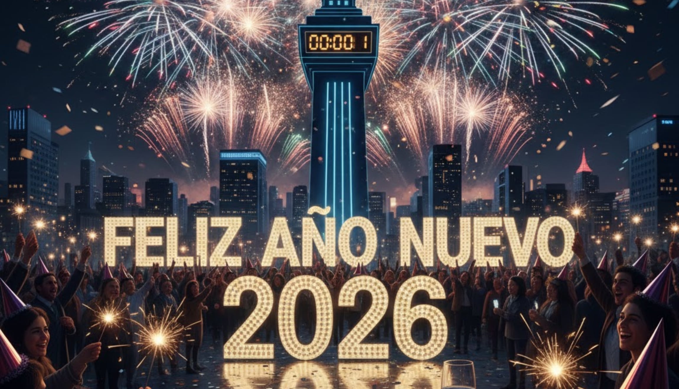 Elige una de estas 100 frases para recibir el Año Nuevo 2026. Puedes compartirlas con quien más quieras a través de Facebook, WhatsApp e Instagram. (Foto: Imagen creada por El Comercio MAG utilizando la IA de Gemini)