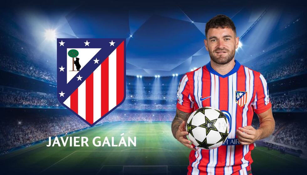Javier Galán, delantero del Atlético de Madrid. | Crédito: UEFA / Composición Mix