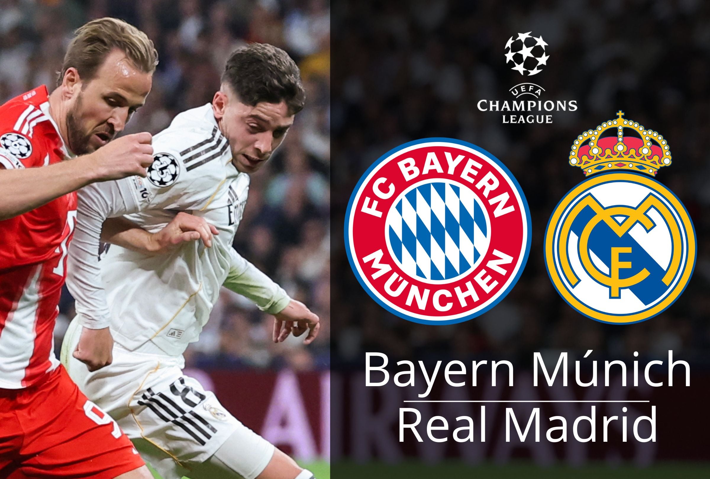 Conoce qué canales de televisión y señal online pasan el partido entre Bayern Múnich vs. Real Madrid EN VIVO este miércoles 15 de abril por los cuartos de final de la UEFA Champions League 2026. (Foto: Pierre-Philippe MARCOU / AFP / Composición Mag)