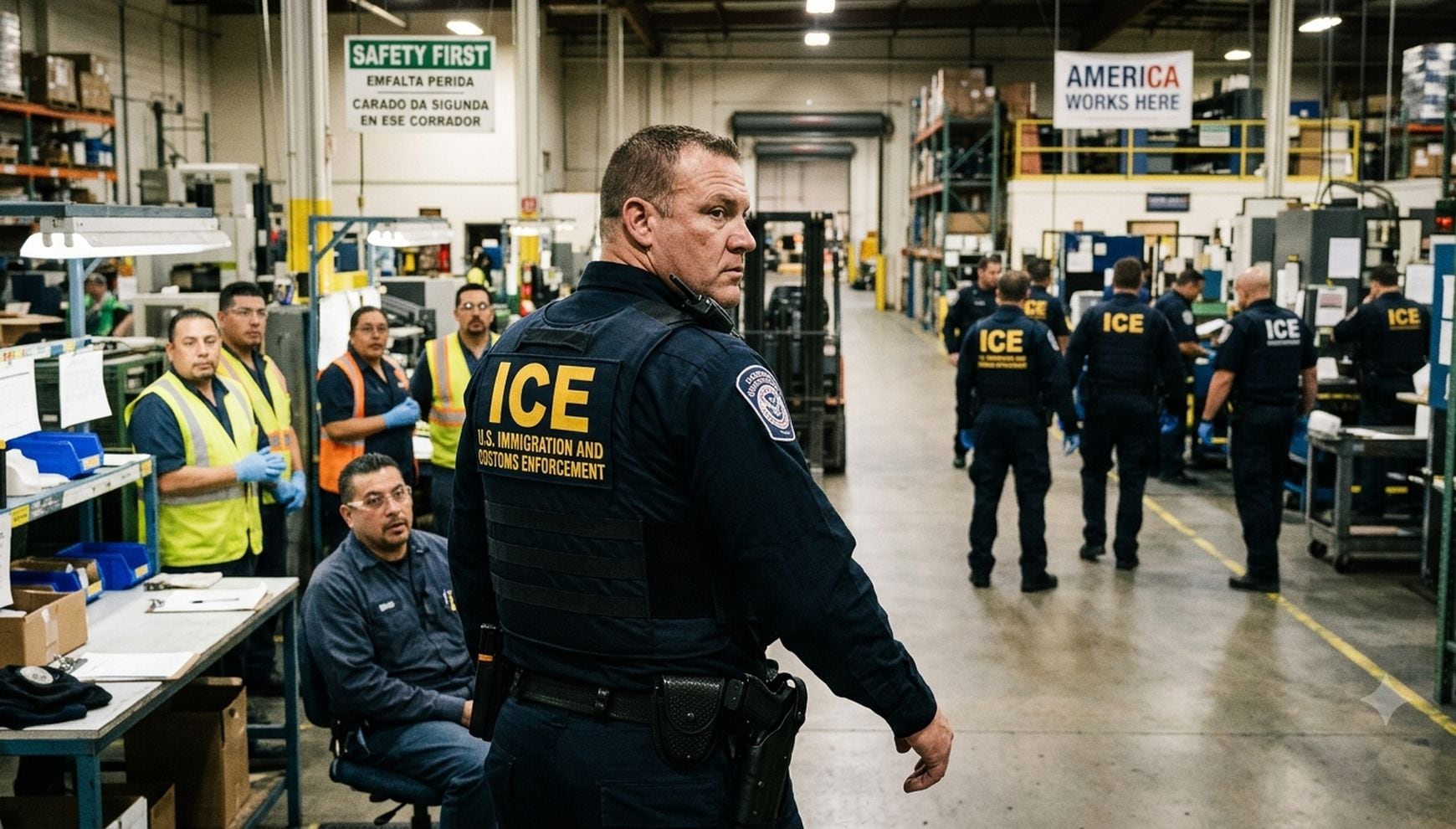 ICE en fábricas, campos y más: así son los operativos y auditorías de formularios I‑9 (Foto: Imagen creada por Gestión MIX usando Gemini)