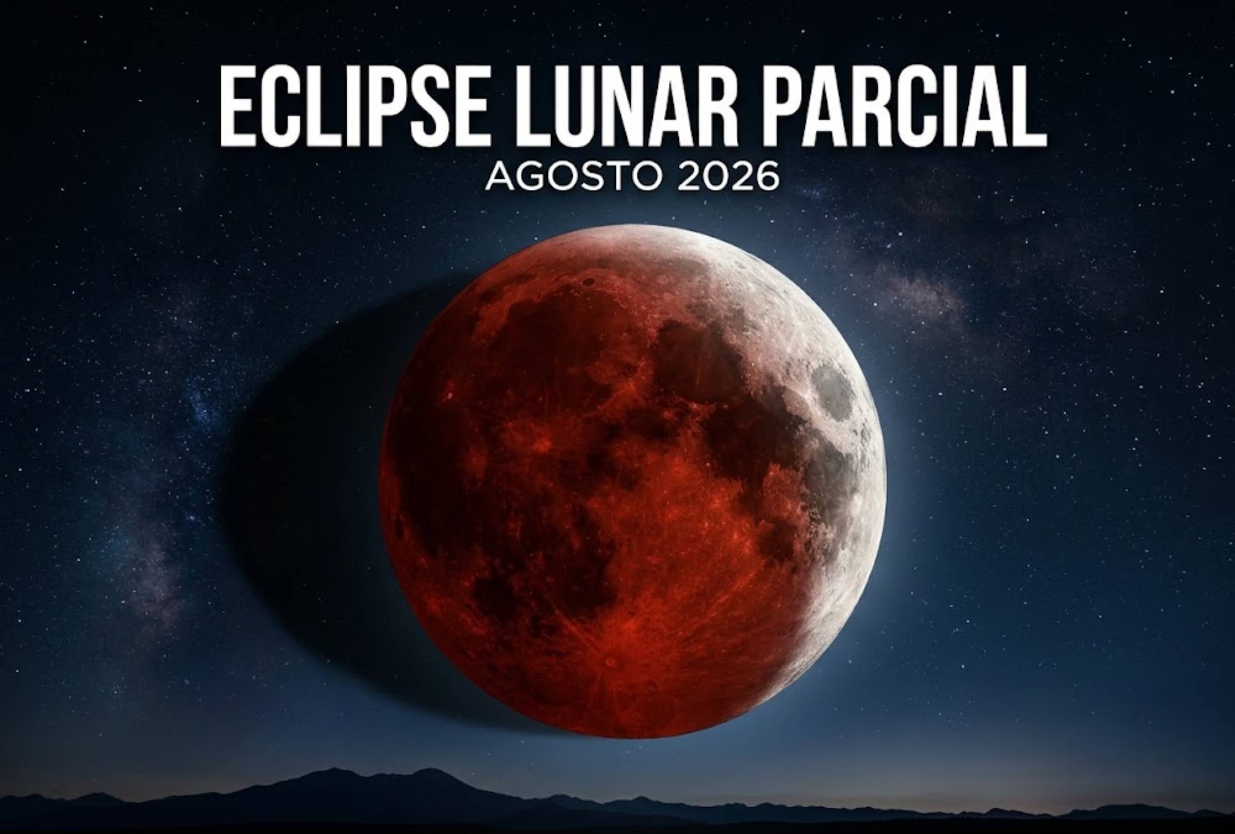 El eclipse lunar parcial se realizará entre la noche del jueves 27 de agosto y la madrugada del viernes 28 de agosto, según el país. Revisa a qué hora será el máximo de la Luna. FOTO: Imagen creada por la IA de Gemini.