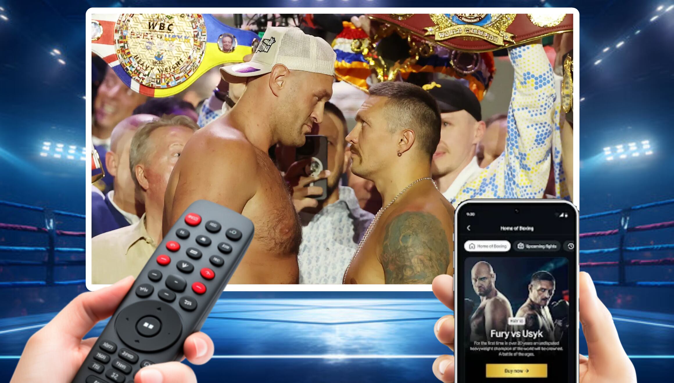 Lista de horarios, canales de TV y servicios streaming de diferentes países del mundo para ver la pelea entre Tyson Fury y Oleksandr Usyk 2 este sábado 21 de diciembre desde el ring del Kingdom Arena de Riad, Arabia Saudita (Foto: EFE)