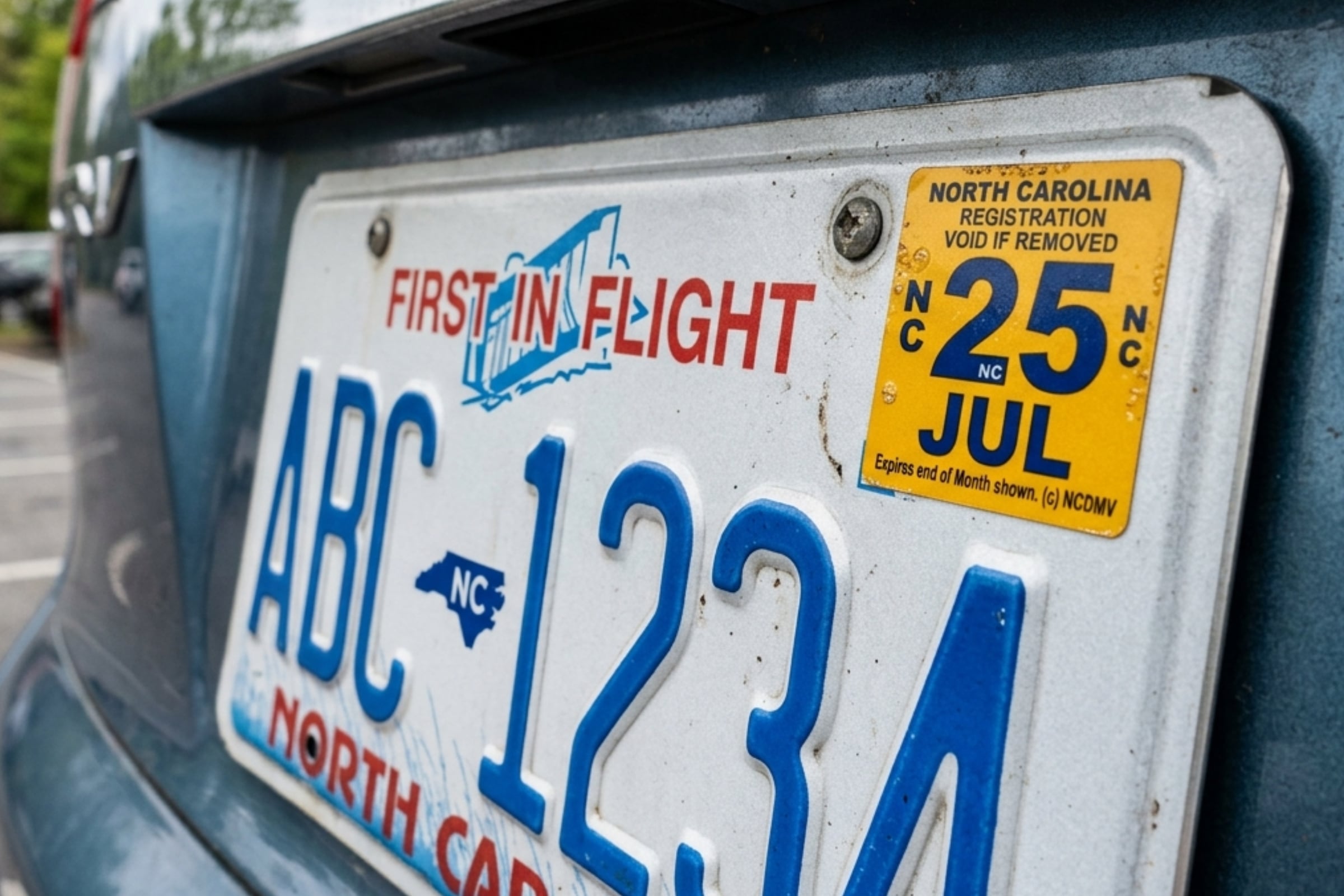 Actualmente, las placas de los autos registrados en Carolina del Norte cuentan con una pegatina. (Crédito: Imagen referencial creada por El Comercio MAG usando la IA de Gemini | Imagen no válida legalmente, solo usada con fines educativos)
