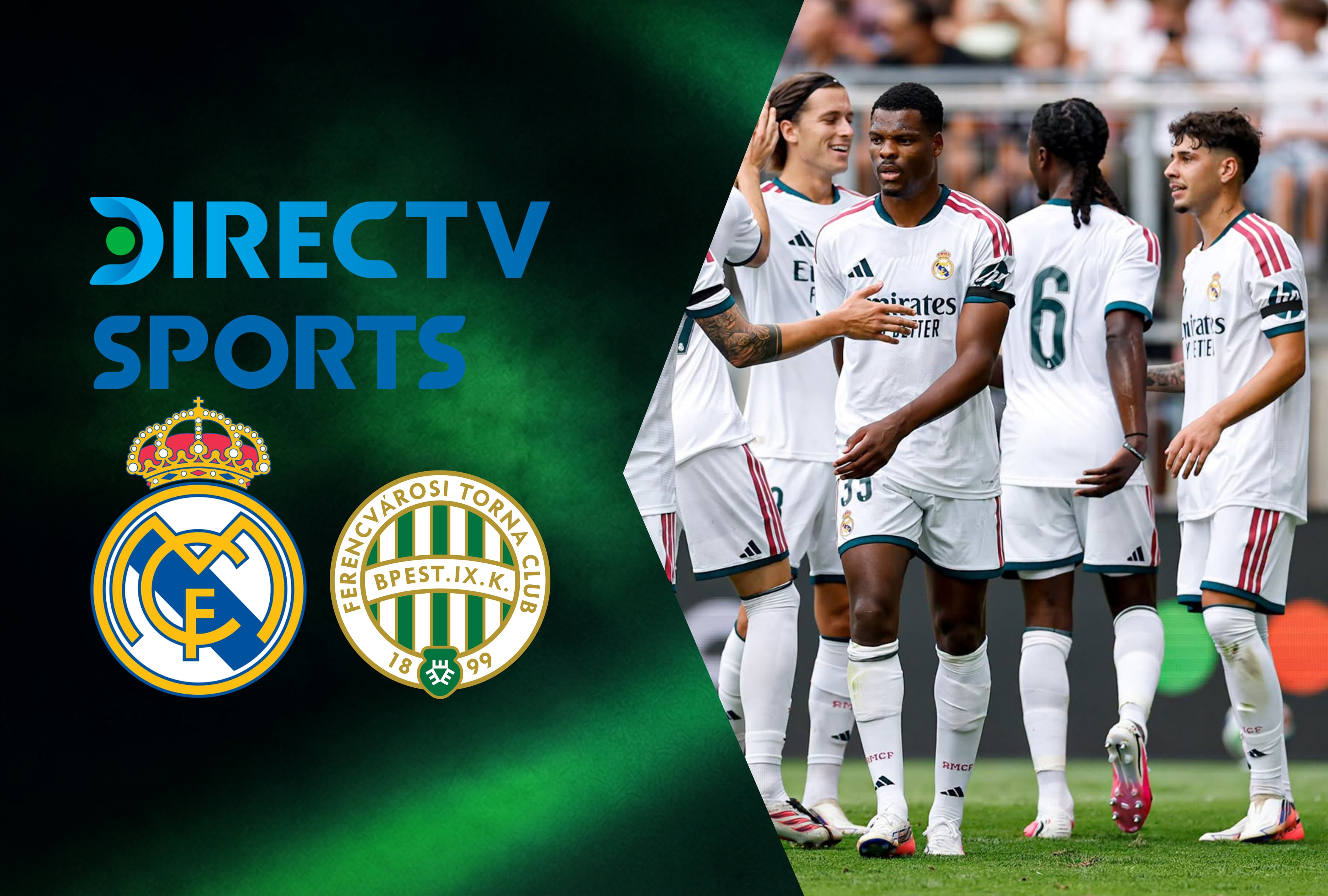 Real Madrid y Ferencváros se enfrentan en un partido por la pretemporada. Consulte cómo sintonizar la cobertura en vivo por la señal de DIRECTV y el servicio de streaming DGO desde cualquier dispositivo. | Crédito: Real Madrid CF / Facebook / Composición Depor