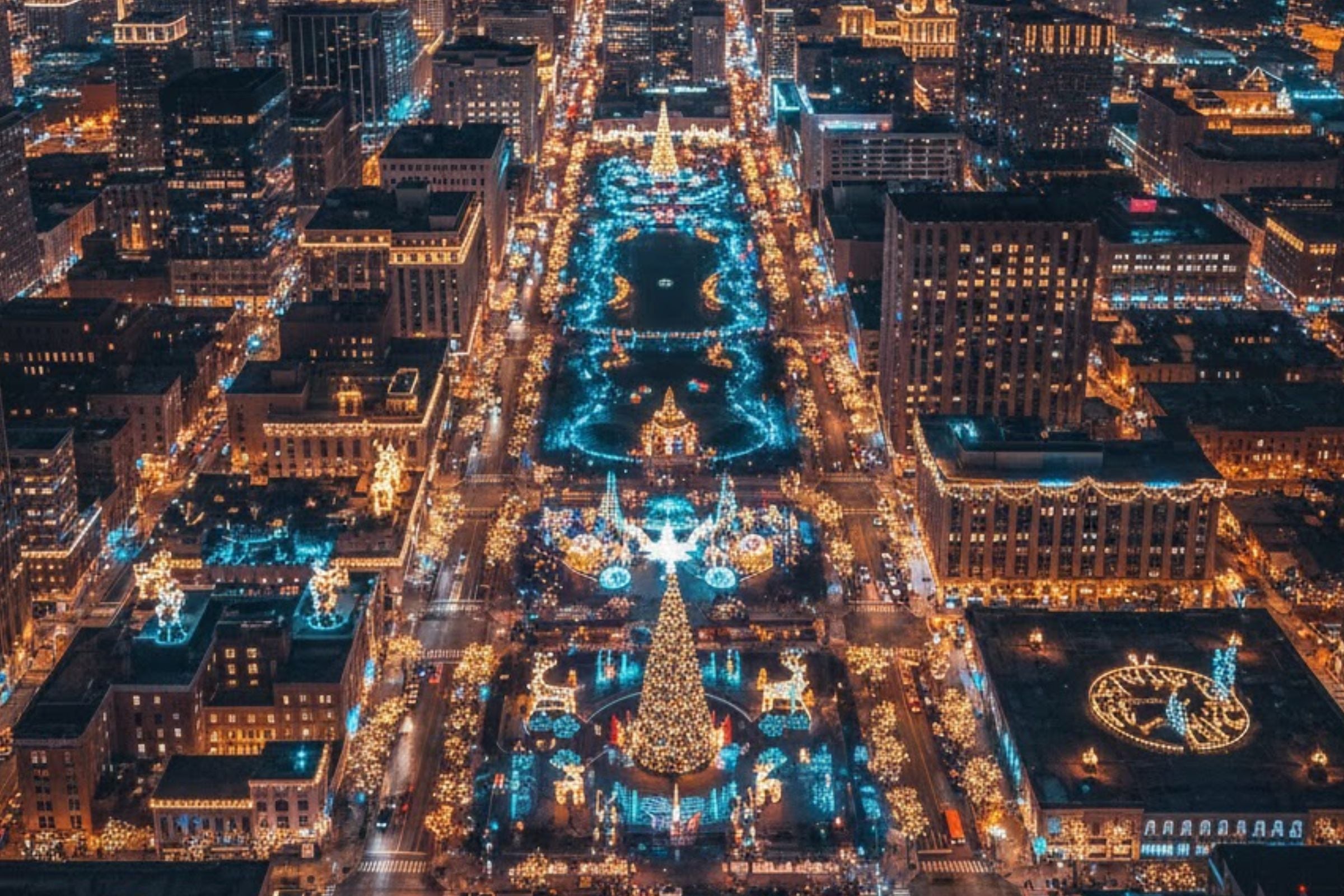 En ciertas localidades de Estados Unidos, podrás presenciar espectáculos de luces relacionados a la Navidad. (Foto: Imagen creada por El Comercio MAG usando la IA de 'Gemini')