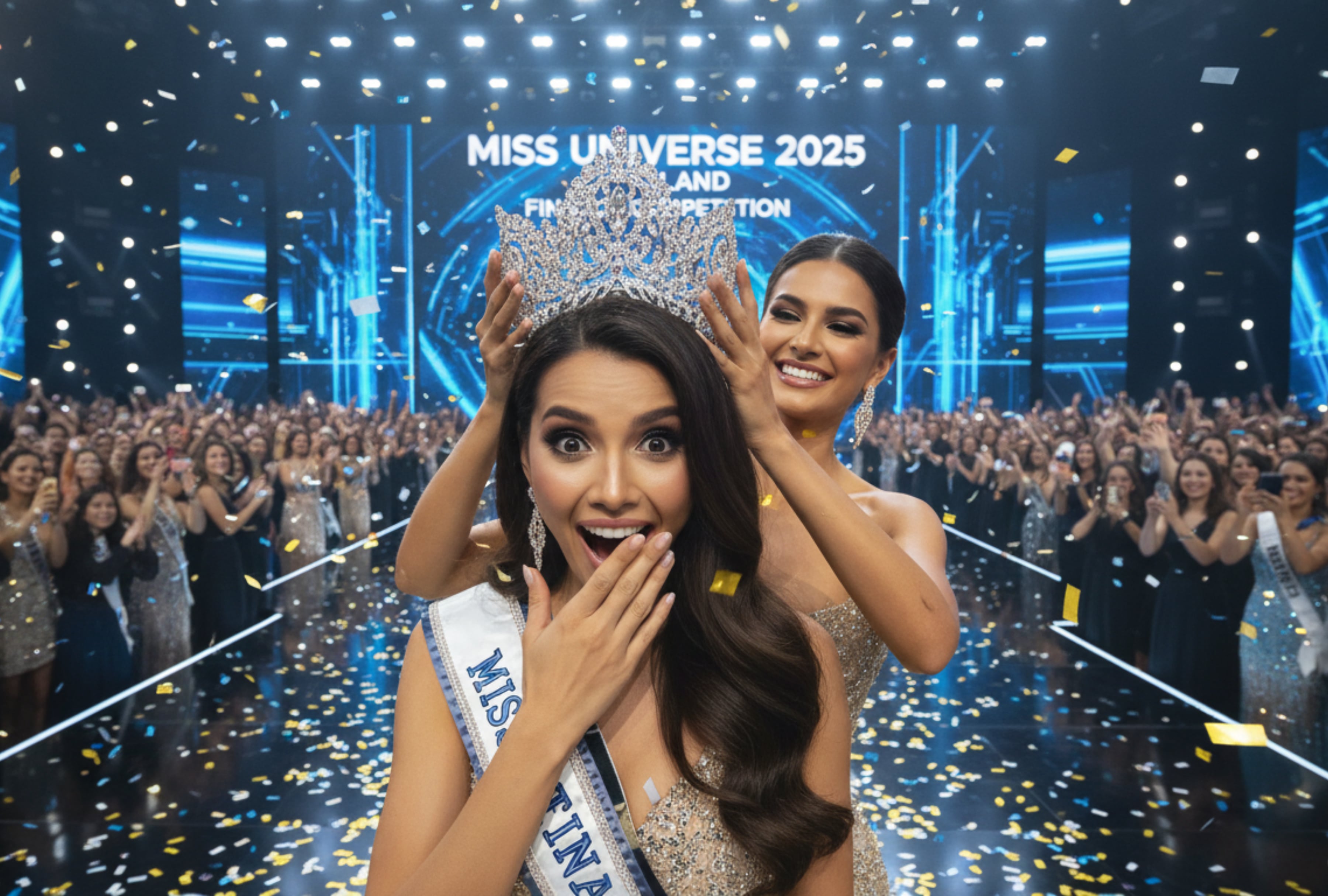Consulta a qué hora empieza Miss Universo 2025 en México, Estados Unidos y España. Horarios por estado: California, Texas, Florida y más, para no perderte la gala en vivo. | Crédito: Imagen creada por El Comercio MAG usando la IA de Gemini