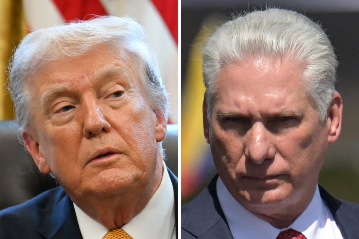El presidente de Estados Unidos, Donald Trump; y el mandatario de Cuba, Miguel Díaz-Canel. (Annabelle GORDON / Juan BARRETO / AFP)