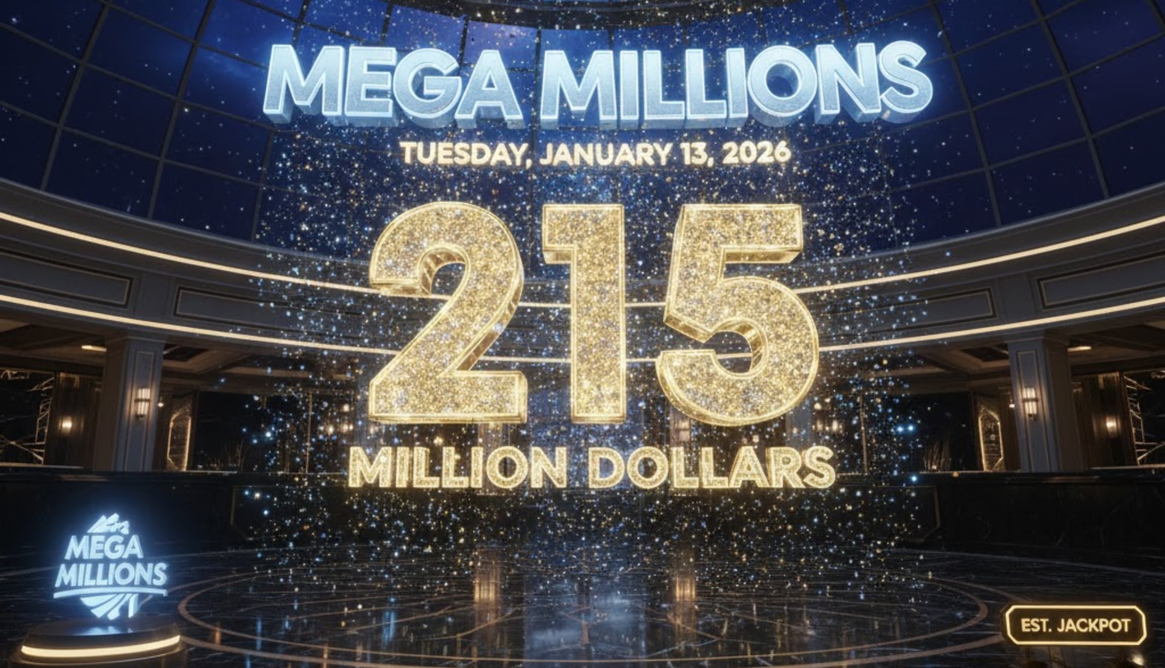 Consulta si alguien ha ganado el Mega Millions de este martes 13 de enero de 2026, que tiene un premio mayor de 215 millones de dólares. (Foto: Imagen creada por Gestión Mix utilizando la IA de Gemini)