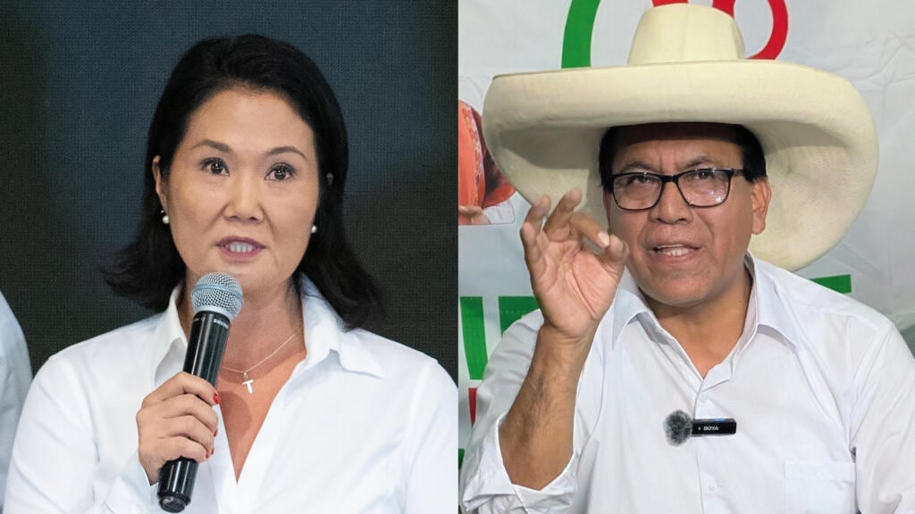 Keiko Fujimori y Roberto Sánchez. (Foto: EFE)