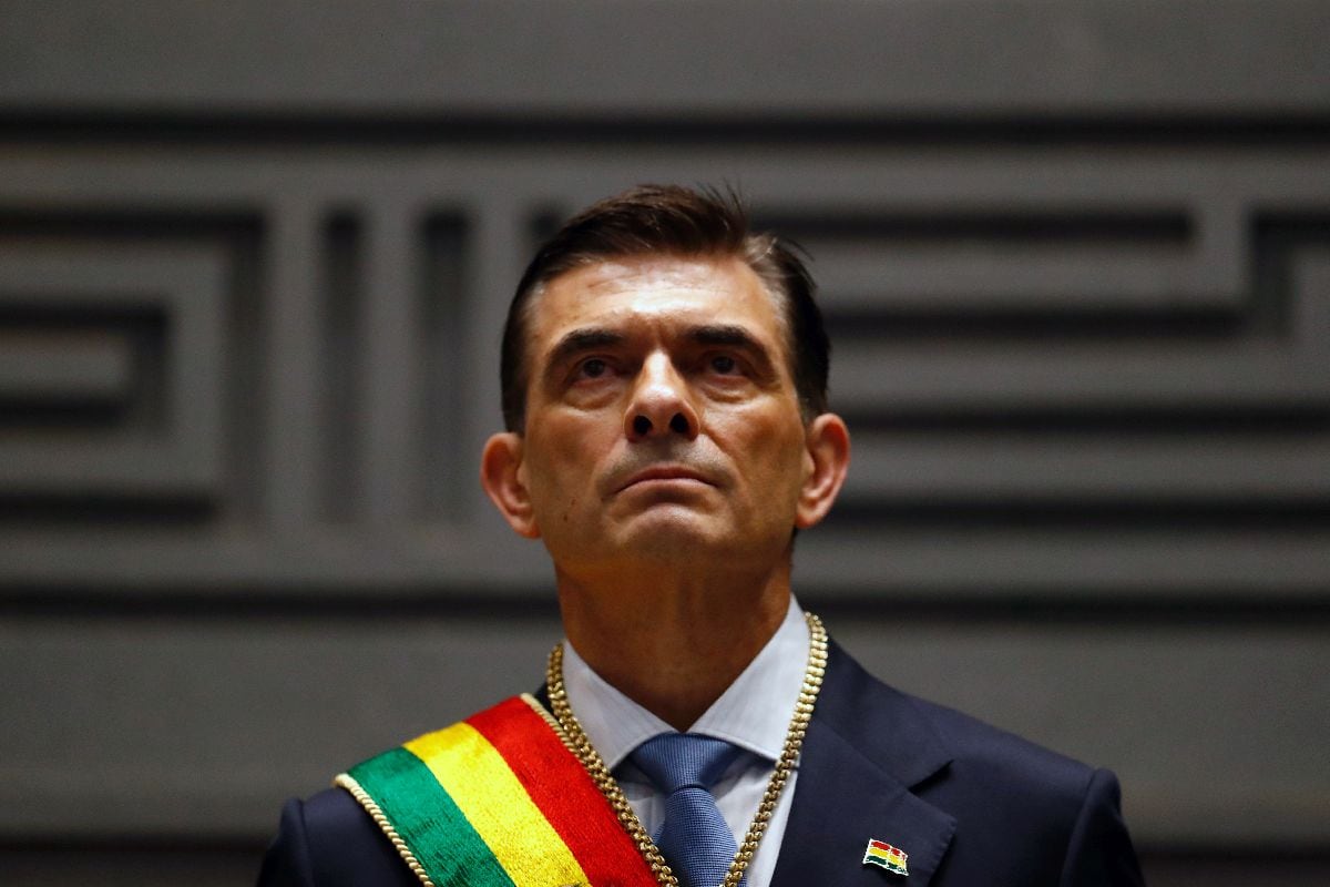 Rodrigo Paz durante su ceremonia de investidura en la Asamblea Legislativa Nacional en La Paz el 8 de noviembre. Fotógrafo: Luis Gandarillas/Bloomberg