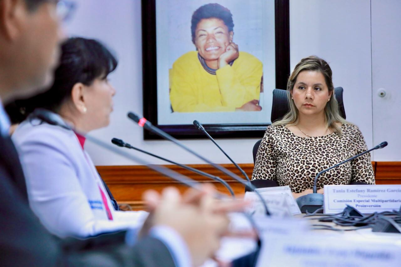 La sesión de la comisión Especial Multipartidaria Pro inversión, presidida por la congresista Tania Ramírez, recibió en calidad de invitada a la rectora de Universidad Nacional Mayor de San Marcos, Jeri Ramón y la presidenta Ejecutiva de EsSalud, María Elena Aguilar, para tratar la construcción de hospital docente para Universidad Nacional Mayor de San Marcos. Foto: Congreso.