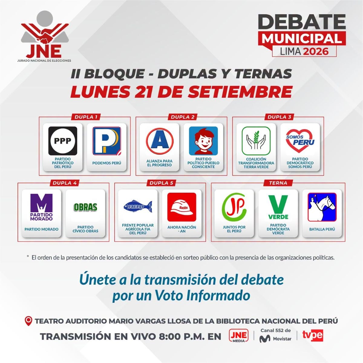 Debate municipal Lima 2026. Foto: JNE.