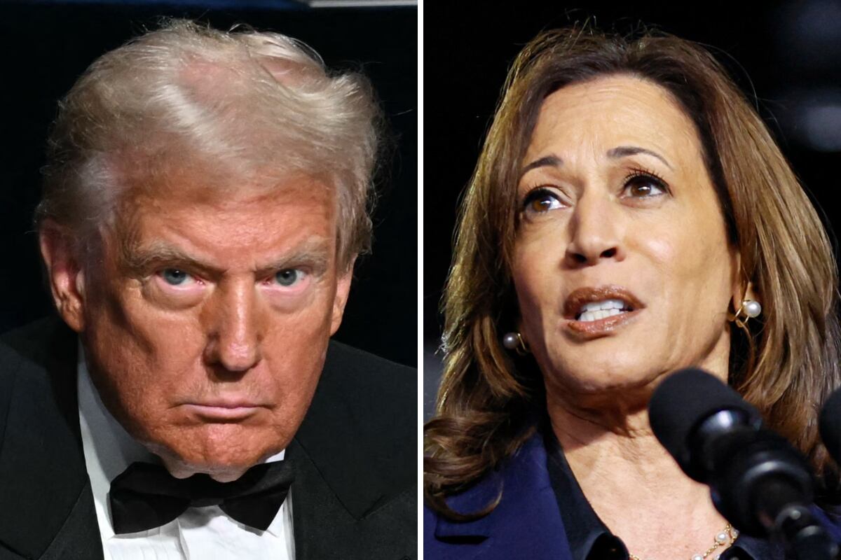 El expresidente de Estados Unidos y candidato republicano, Donald Trump; y la vicepresidenta y aspirante demócrata, Kamala Harris. (Fotos de Timothy A. CLARY / Kamil KRZACZYNSKI / AFP)