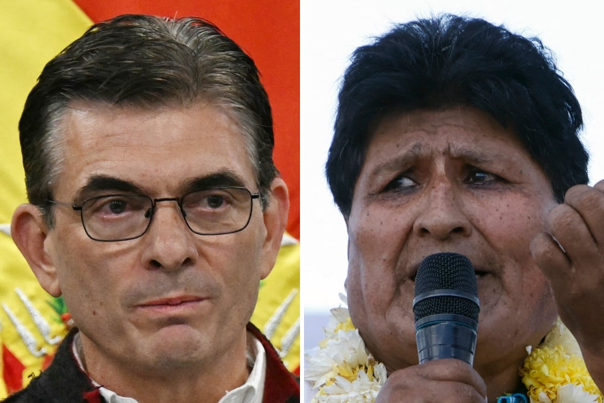 El presidente de Bolivia, Rodrigo Paz; y el exmandatario boliviano, Evo Morales. (Aizar RALDES / David FLORES / AFP)