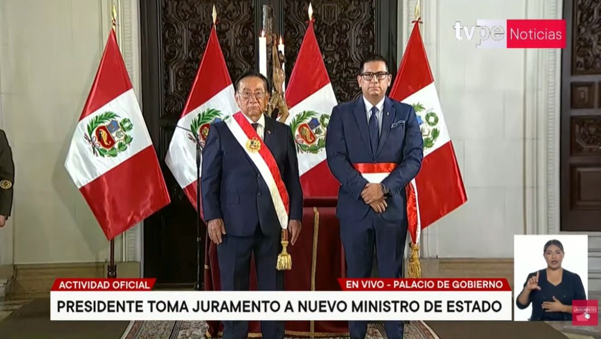 Freddy Solano juramentó este viernes como nuevo titular del Ministerio de Trabajo y Promoción del Empleo. Foto: Captura TV Perú.